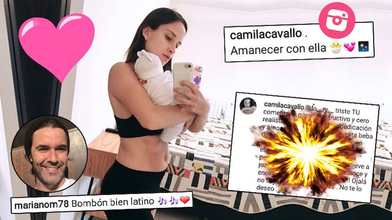 ¡Se enojó! Camila Cavallo publicó una foto a 10 días de ser mamá de Alma y explotó ante la crítica de una seguidora