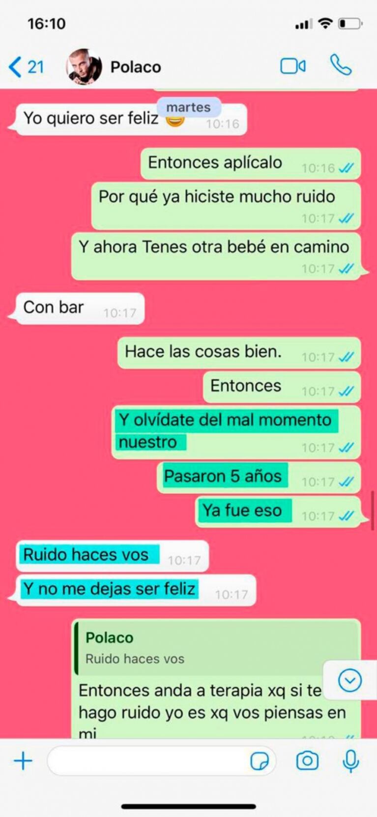 Se filtró un picante chat del Polaco y Valeria Aquino: acusaciones, el Kun, Gianinna… ¡y la intervención de Silenzi!