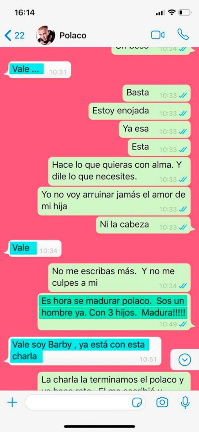 Se filtró un picante chat del Polaco y Valeria Aquino: acusaciones, el Kun, Gianinna… ¡y la intervención de Silenzi!