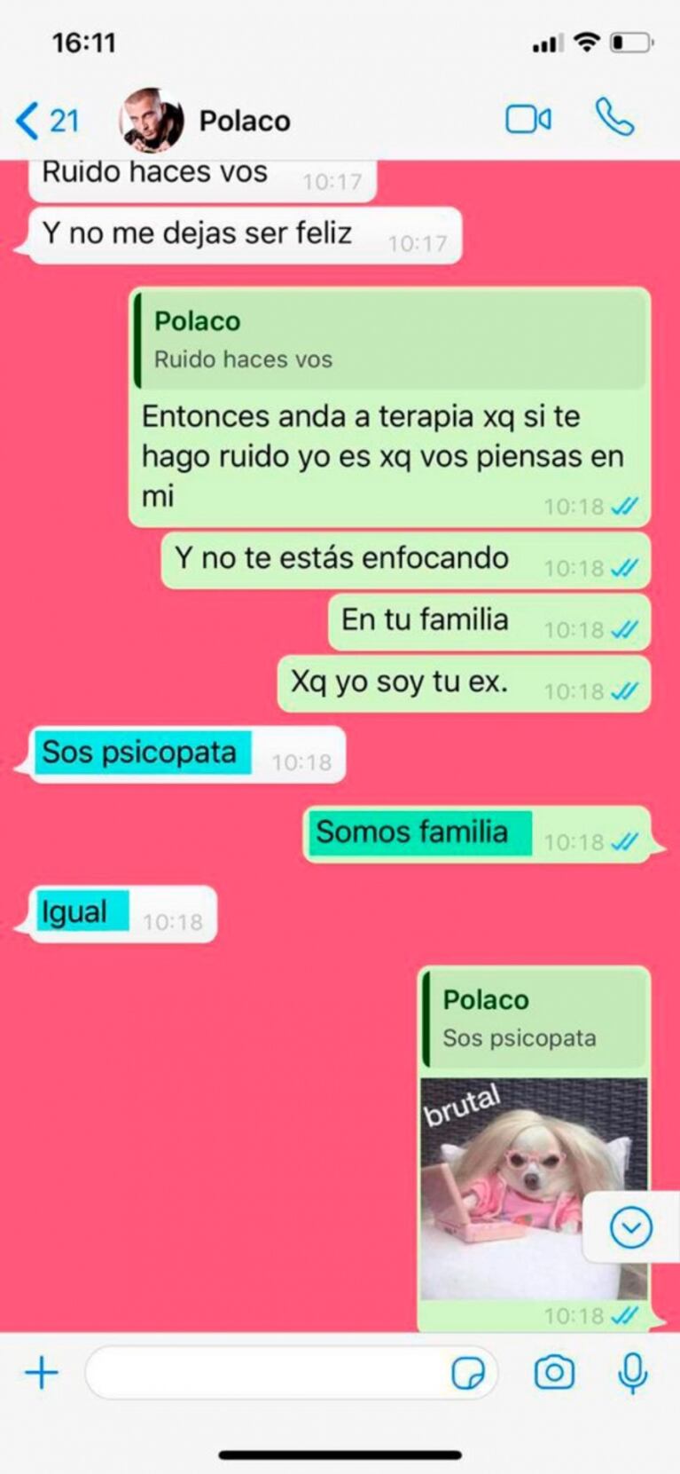Se filtró un picante chat del Polaco y Valeria Aquino: acusaciones, el Kun, Gianinna… ¡y la intervención de Silenzi!