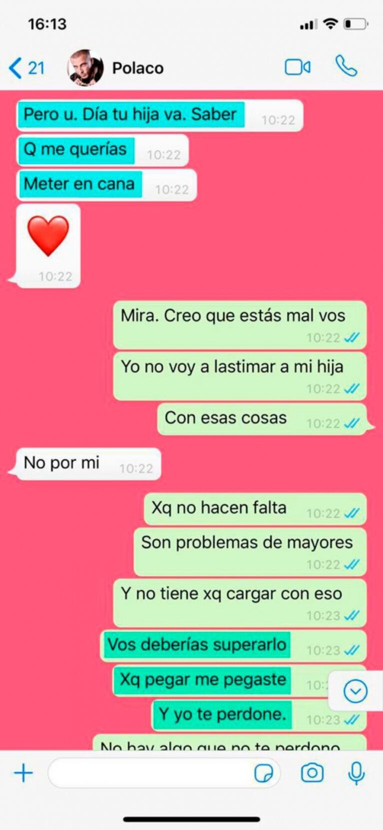 Se filtró un picante chat del Polaco y Valeria Aquino: acusaciones, el Kun, Gianinna… ¡y la intervención de Silenzi!