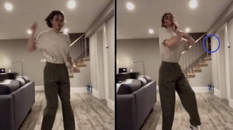 Se grabó bailando y “algo” lo observaba desde las escaleras