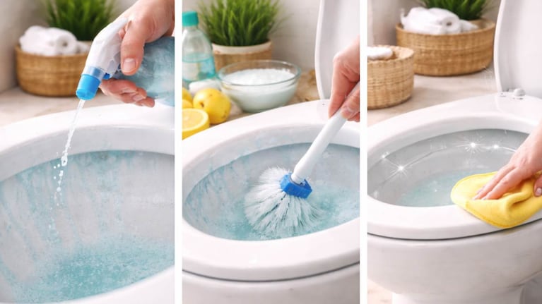 Se recomienda color la mezcla realizadea en un pulverizador para poder aplicarla con facilidad en el inodoro. Foto: IA