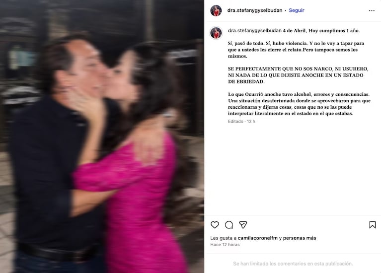Se separó la novia del padre de Agostina Páez tras el escándalo por racismo. Crédito: Instagram