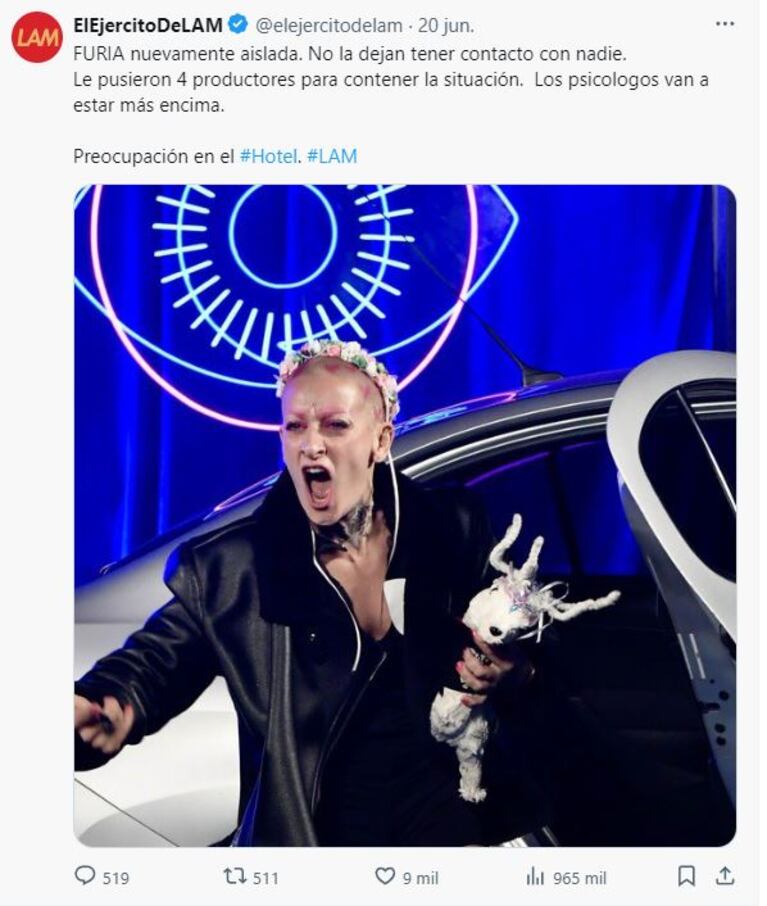 Se supo por qué Furia faltó a La Noche de los ex Gran Hermano y cuándo vuelve a la TV