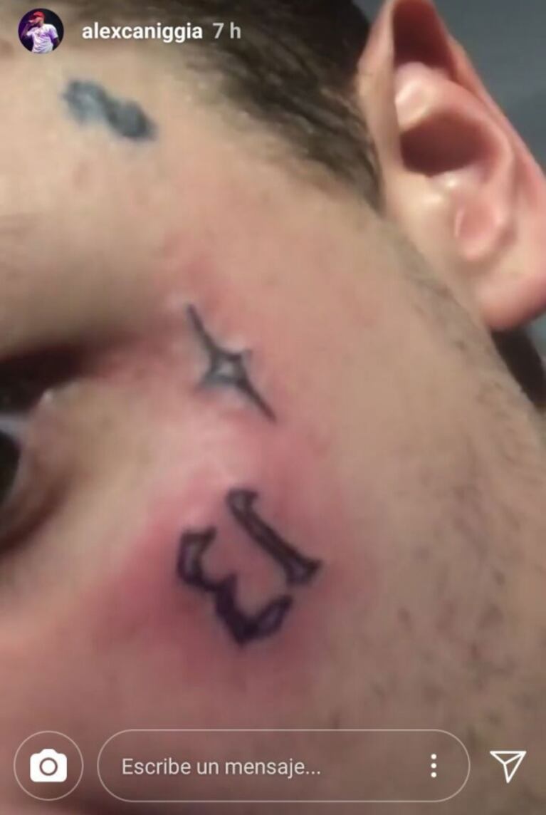 ¡Se tatuó la cara! Los nuevos tatuajes de Alexander Caniggia: mirá las fotos