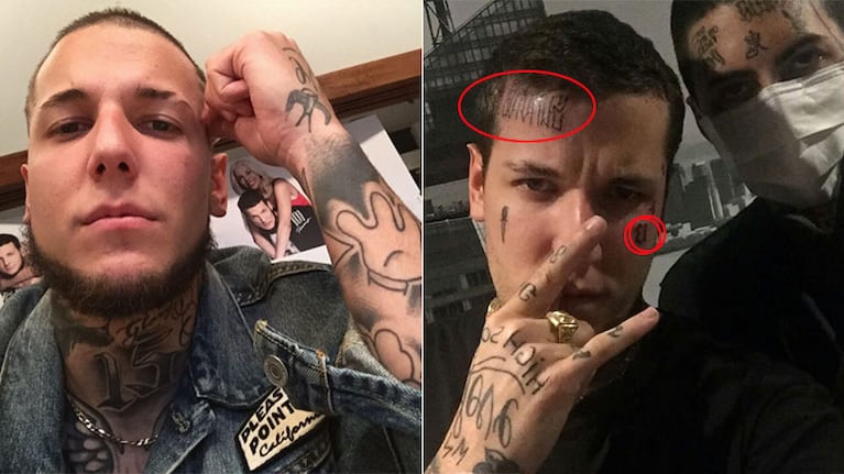 ¡Se tatuó la cara! Los nuevos tatuajes de Alexander Caniggia: mirá las fotos 