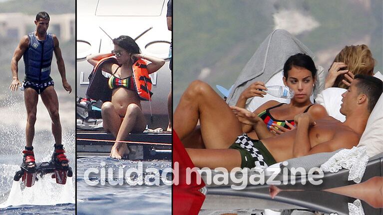 ¡¿Se viene otro bebé?! Cristiano Ronaldo, lomazo en Ibiza junto a su novia modelo... con una sospechosa pancita. Fotos: Grosby Group