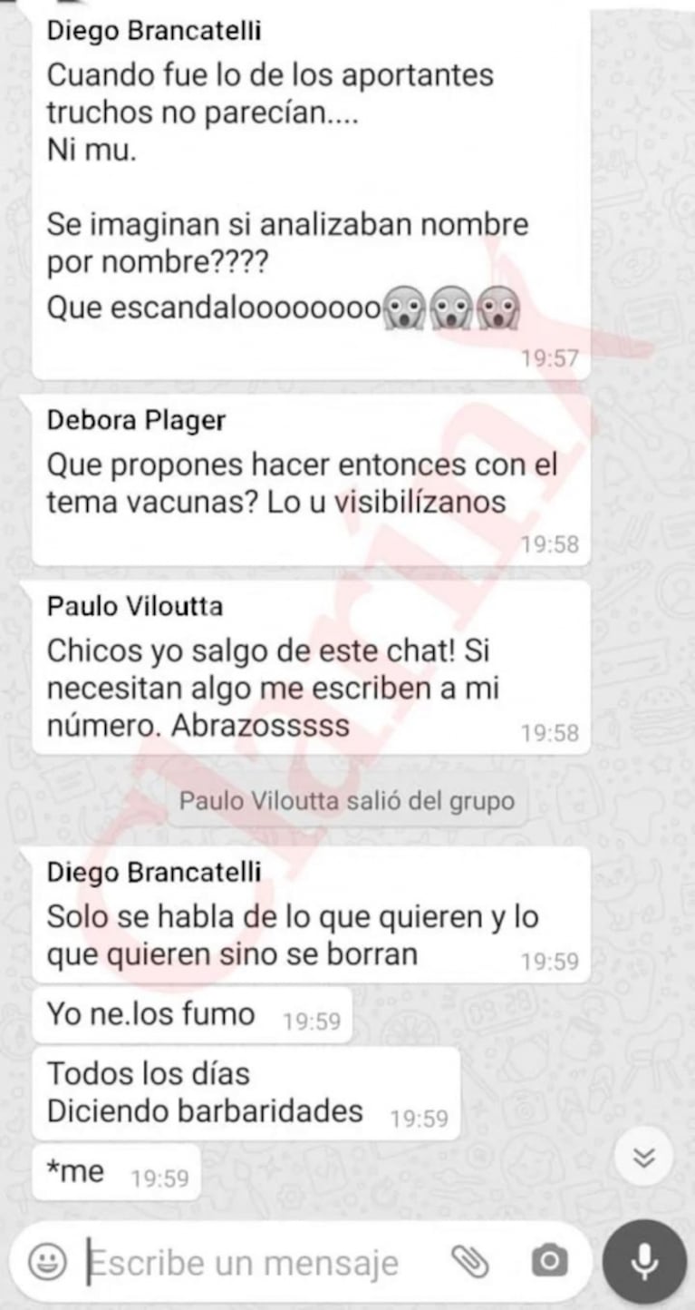 Se viralizaron chats internos de Intratables con una filosa pelea de Brancatelli y Vilouta: salieron del grupo