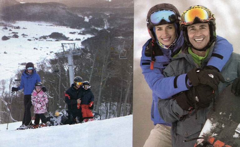 Sebastián Estevanez, Ivana Saccani e hijos, en la nieve (Foto: Gente)