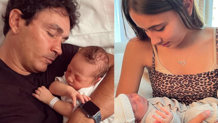 Sebastián Estevanez mostró el encuentro de su hijo recién nacido con su hermana mayor.