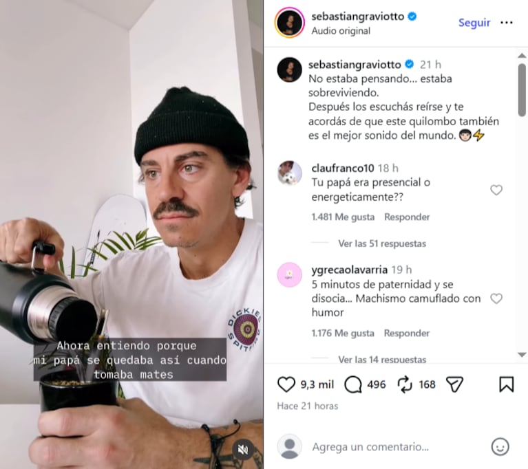 Sebastián Graviotto y las dificultades de ser padre