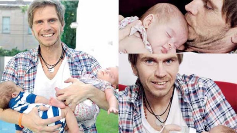 Sebastián Vignolo con Paulina y Benjamín. (Fotos: revista Gente)