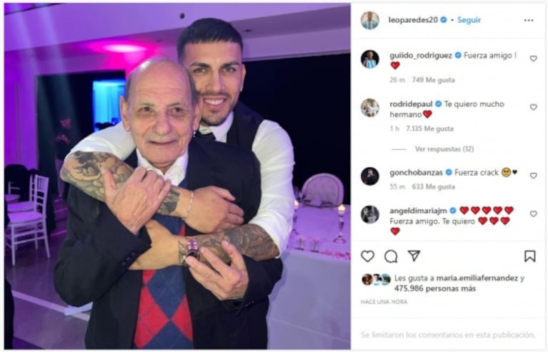 Selección Argentina: los mensajes de los compañeros de Leandro Paredes por la muerte de su abuelo