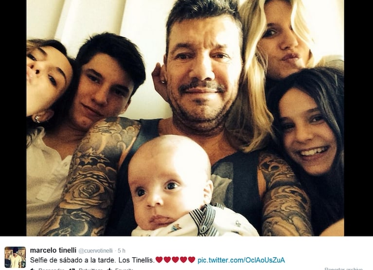 Selfie de los Tinelli (Foto:Twitter)