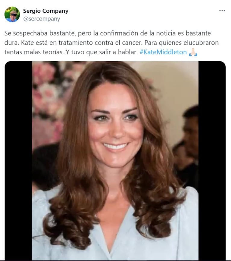 Sergio Company se solidarizó con Kate Middleton.