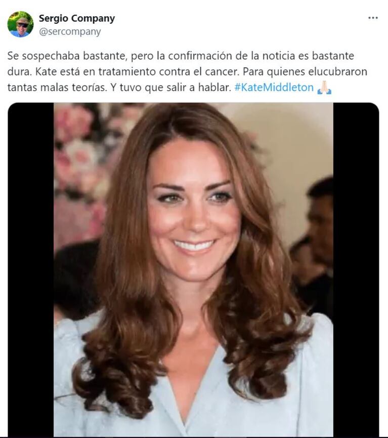 Sergio Company se solidarizó con Kate Middleton.