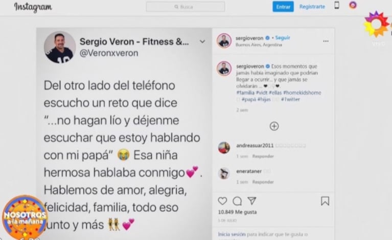 Sergio Verón se emocionó en vivo al contar cómo fue el primer 'papá' de una de las niñas que adoptó: "Fuerte"