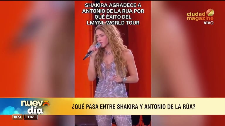 Shakira habló de Antonito de la Rúa en su show (Foto: captura de Ciudad Magazine).