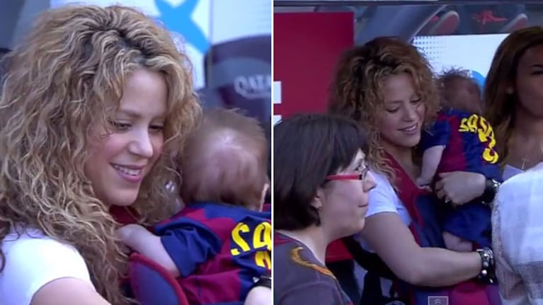 Shakira llevó a su hijo más pequeño a la cancha (Foto: Captura)