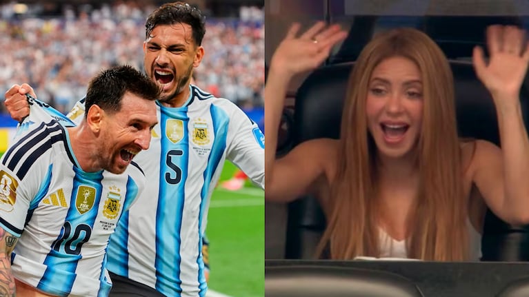 Shakira se rindió ante el parido de Lionel Messi. (Foto: AP y captura TV)