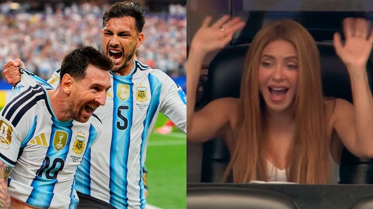 Shakira se rindió ante el parido de Lionel Messi. (Foto: AP y captura TV)