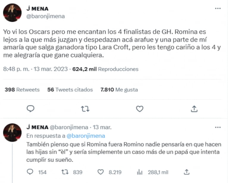 "Si fuera Romino, nadie diría nada": Jimena Barón defendió a Romina de Gran Hermano por el tema de sus hijas