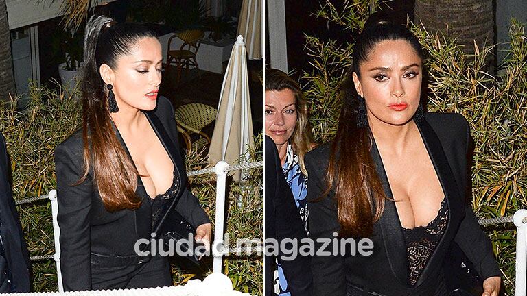 Siempre diosa! El escote súper sexy de Salma Hayek en una exclusiva fiesta de Cannes. (Foto: Grosby Group)