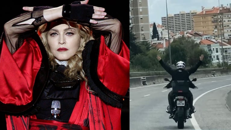 Sigue dando qué hablar: La reina del pop se pasea por las calles de Lisboa en moto.