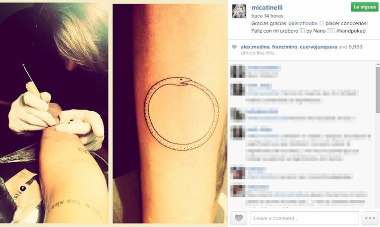 Sigue la tradición familiar: el nuevo y significativo tatuaje de Micaela Tinelli (Foto: Instagram)