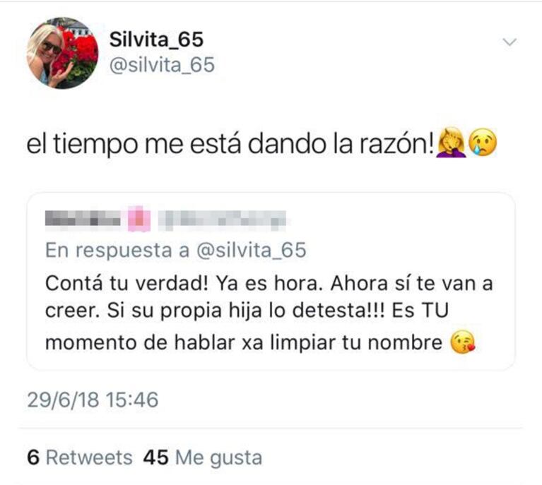 Silvia D’Auro y su duro mensaje en medio de la polémica entre Rial y More: "El tiempo me está dando la razón"