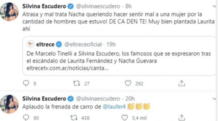 Silvina Escudero fulminó a Nacha Guevara, tras su comentario a Laurita Fernández: "Atrasa y maltrata"
