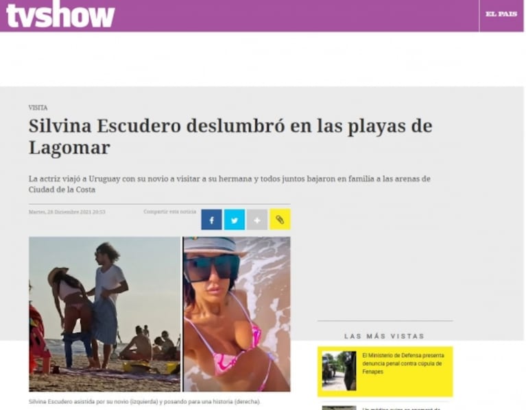 Silvina Escudero llevó a la playa a sus sobrinos y con su bikini cautivó a Uruguay