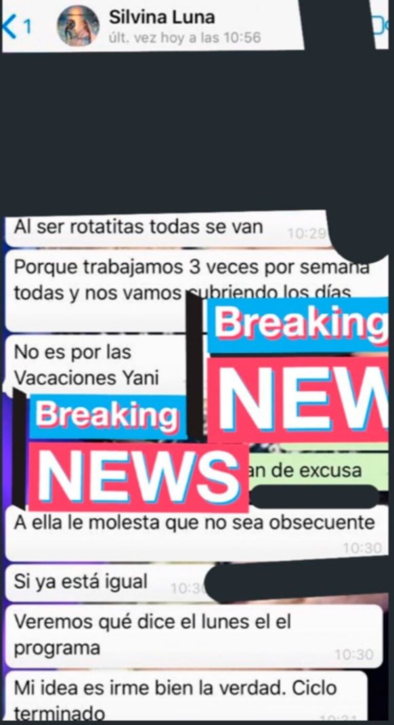 Silvina Luna se indignó con De Brito por mostrar un chat y él retrucó: "Cero códigos es hablar de una supuesta adicción del Polaco"