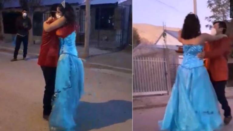 Sin fiesta de 15, bailó el vals con su papá en la calle