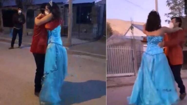 Sin fiesta de 15, bailó el vals con su papá en la calle
