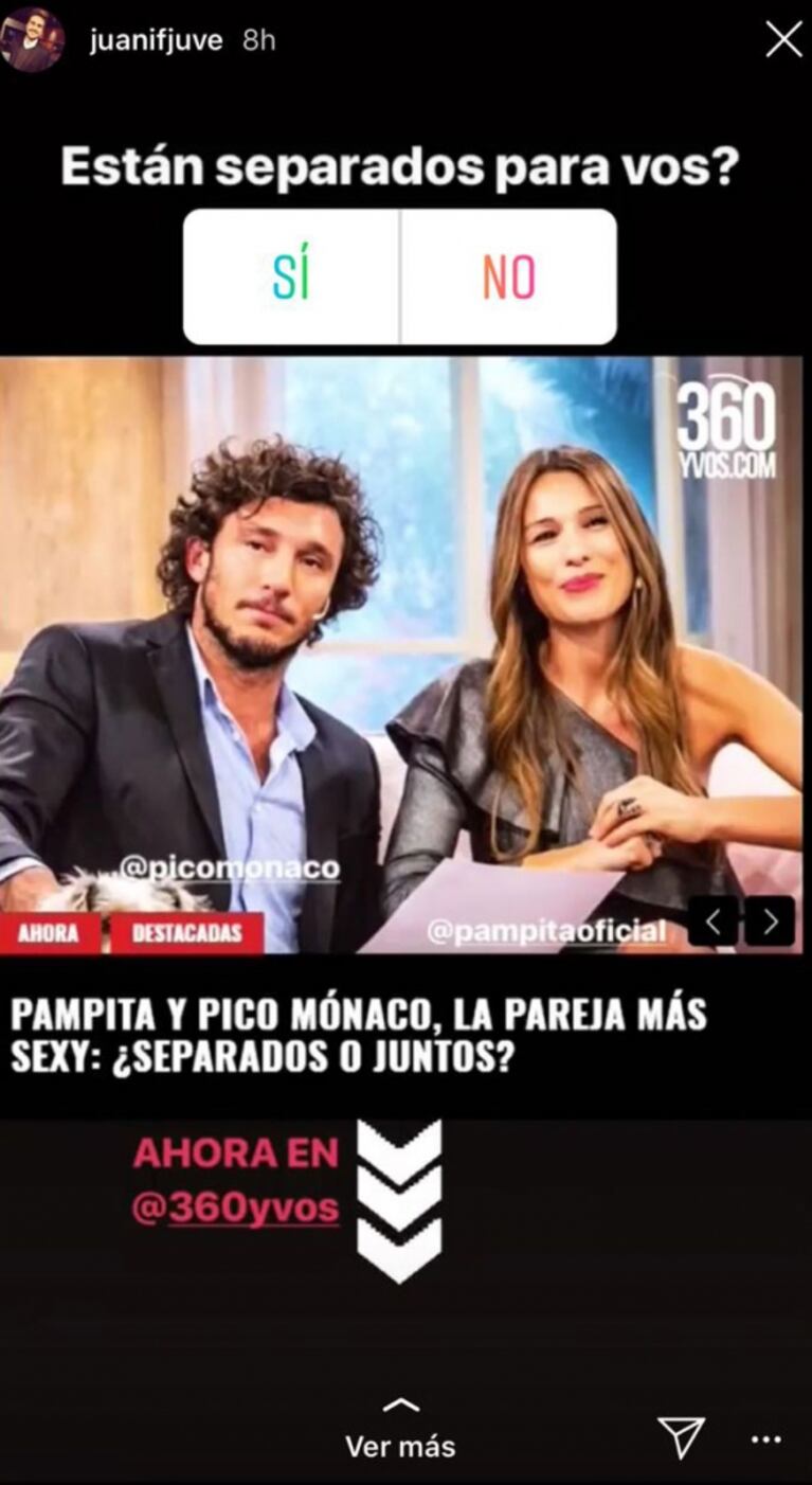 ¿Sin querer queriendo? Hicieron una encuesta sobre si Pampita y Mónaco están separados… ¡y mirá qué votó Pico!