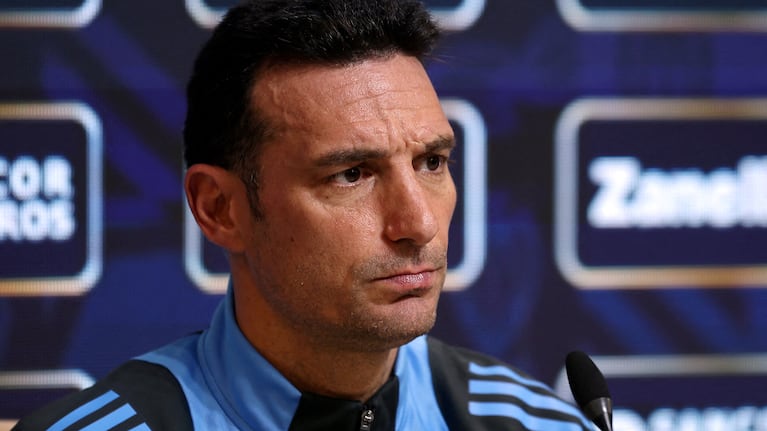 Soccer Football - World Cup - CONMEBOL Qualifiers - Argentina Press Conference - Lionel Andres Messi Training Ground, Buenos Aires, Argentina - March 20, 2025 Argentina coach Lionel Scaloni during a press conference REUTERS/Agustin Marcarian REFILE - CORRECTING VENUE