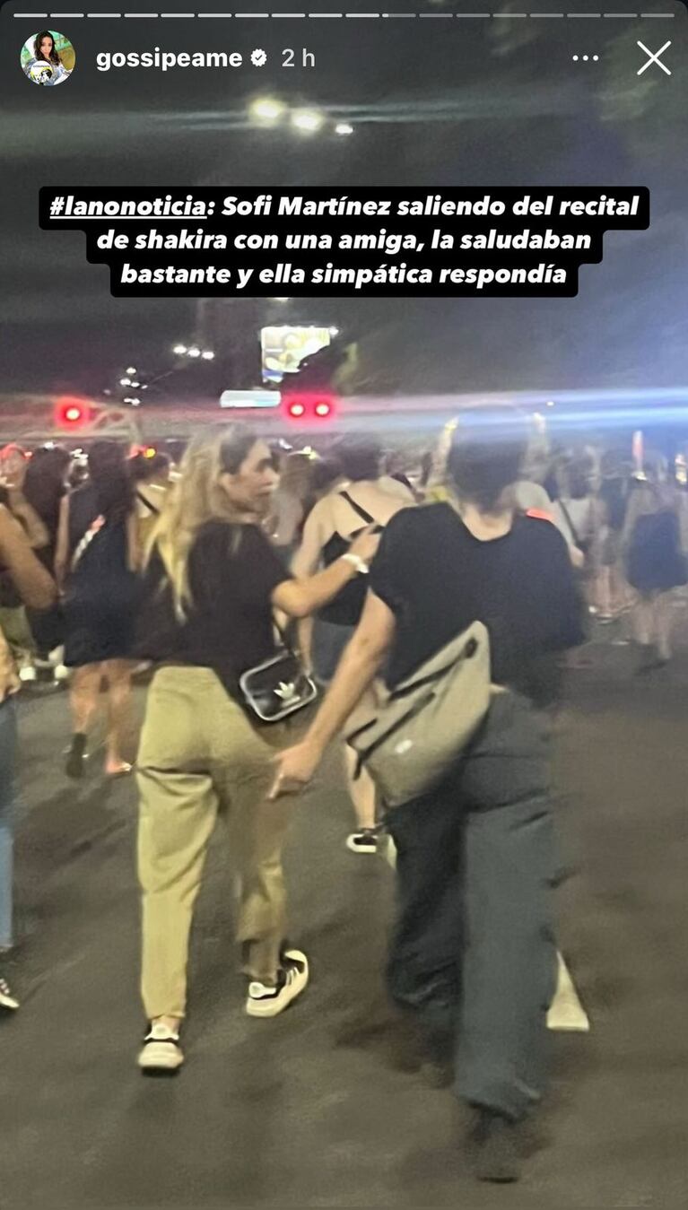 Sofi Martínez en el show de Shakira (Foto: Instagram/@gossipeame).