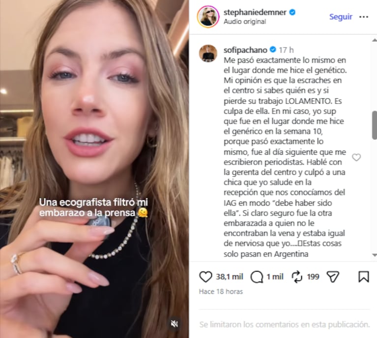 Sofi Pachano respaldó públicamente a Stephanie Demner tras denunciar la violación del secreto médico