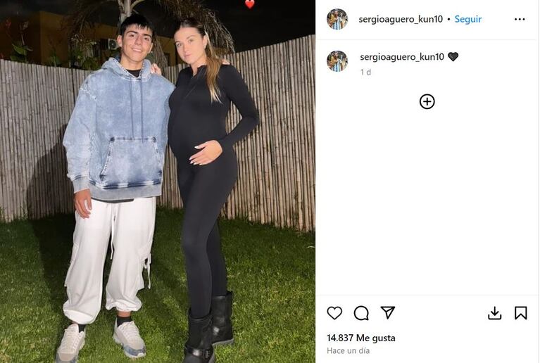 Sofía Calzetti y Benjamín Agüero, juntos (Foto: Instagram del Kun).