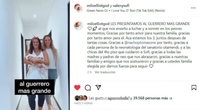 Sofía Elliot y Valentina Godfrid presentaron en sociedad a su hijo Milo:  "El guerrero más grande"