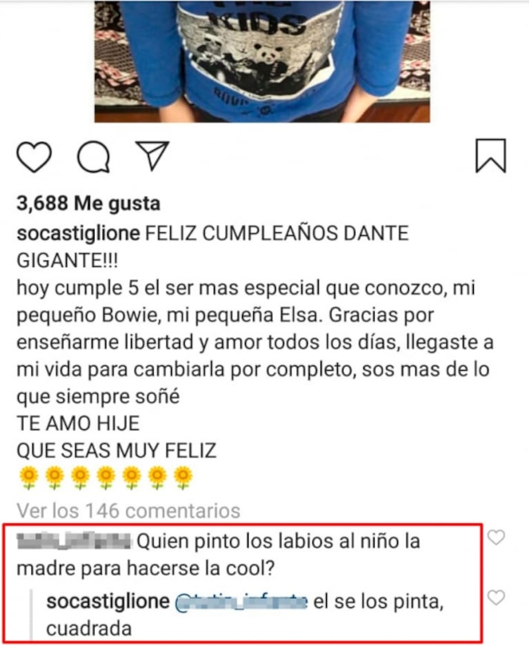 Sofía Gala arremetió contra las usuarias de Instagram que cuestionaron que su hijo se pinte los labios: "Sos una cuadrada"