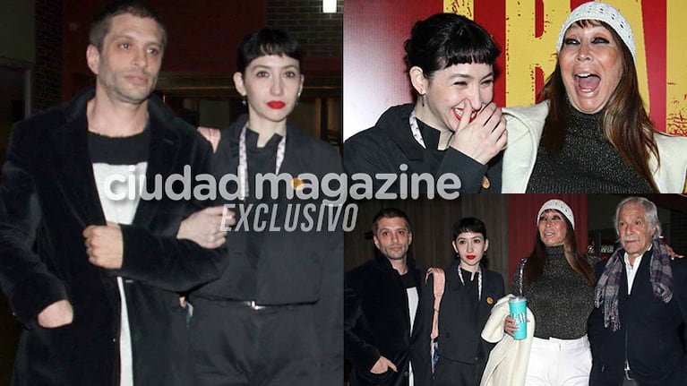 Sofía Gala y su novio, Ezequiel Fernández, Moria Casán y Pato Galmarini en el estreno de Franklin (Fotos: Movilpress).