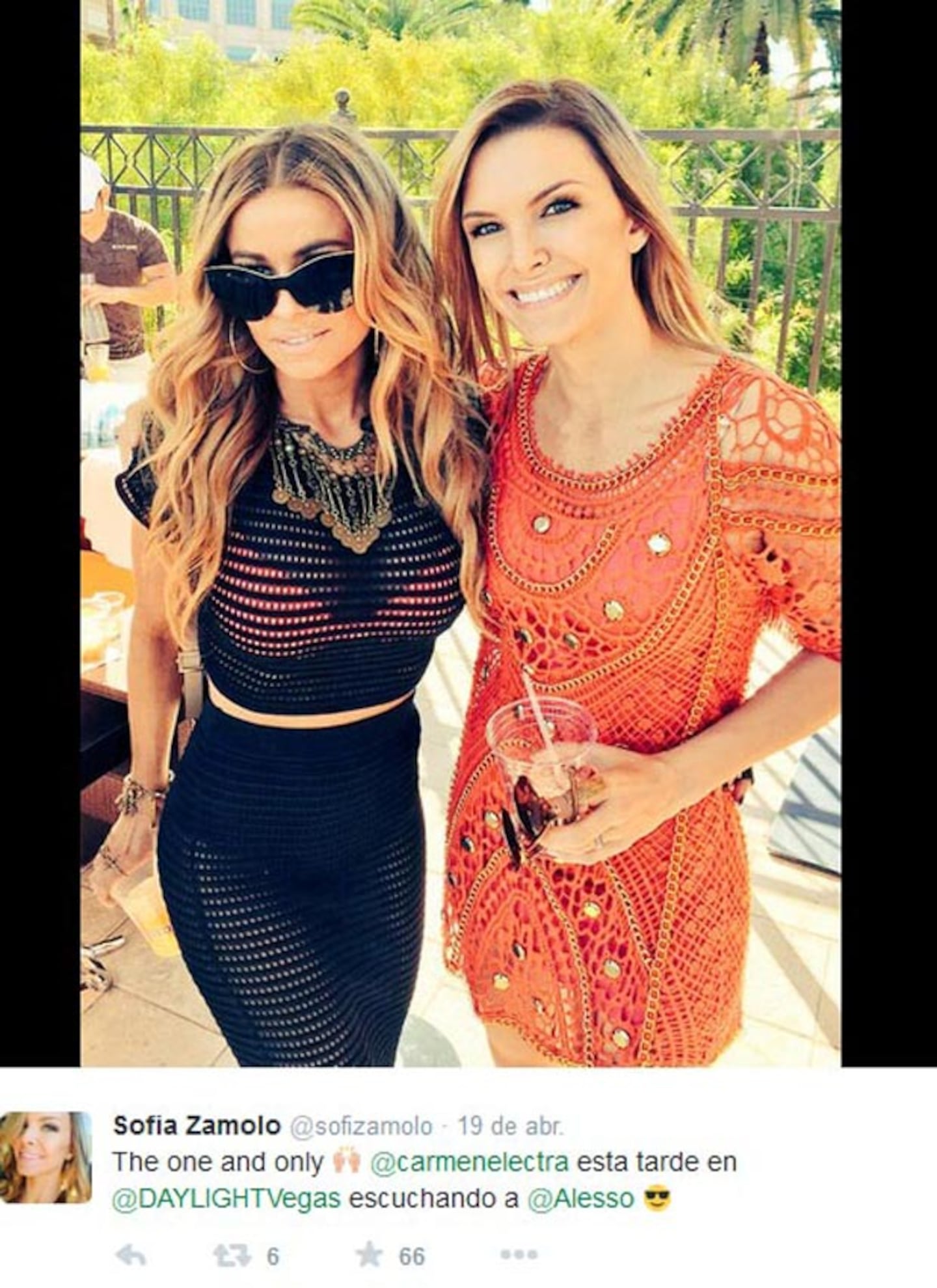 Sofía Zámolo con Carmen Electra en Las Vegas. (Foto: Instagram)