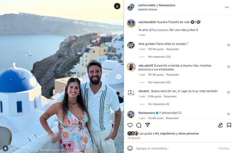 Sol Nobile y Flavio Azzaro serán padres por primera vez | Créditos: Instagram @solnobile