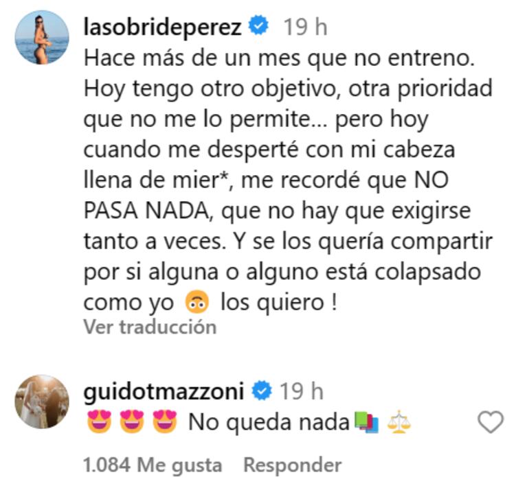 Sol Pérez contó que hace un mes no entrena y generó todo tipo de especulaciones: “Hoy tengo otra prioridad”