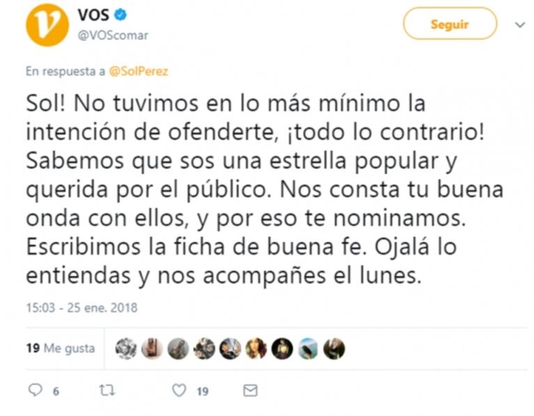 Sol Pérez descargó su bronca contra los Premios de La Voz del Interior: "Es una falta de respeto" 