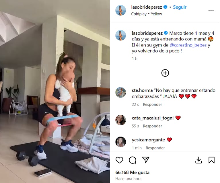 Sol Pérez entrenando con su hijo Marco (Foto: captura de Instagram).