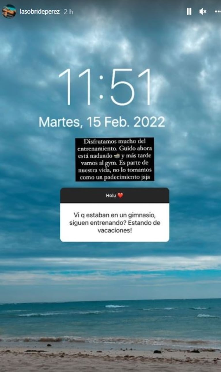 Sol Pérez explicó por que entrena con su novio hasta en vacaciones: "Es parte de nuestra vida"